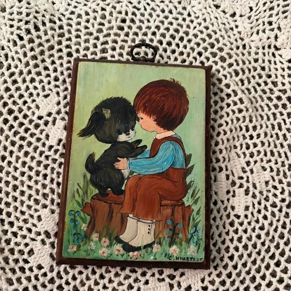 Boy and Dog Wall Plaque
